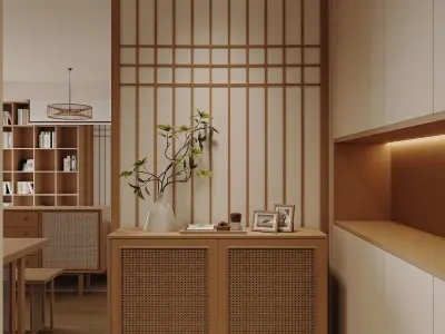 japanese living room dining room interior scenes 14 3D model