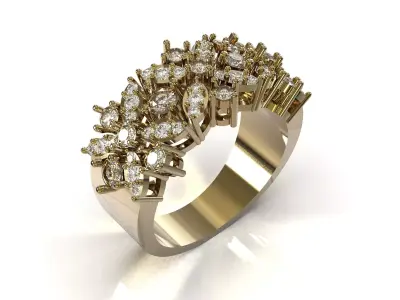 Elegant Gold Ring with Diamond CNC and Casting jr00351 3D print model