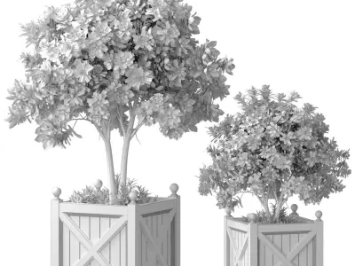 Decorative tree garden in planter pot decoration Provence style 3D model