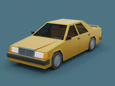 Stylized Cartoon Euro Sedan Car  Low-poly 3D model