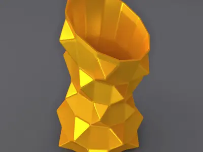 Oblique Triangle Notched Vase Geometric Shape 3D Printing Model 3D print model