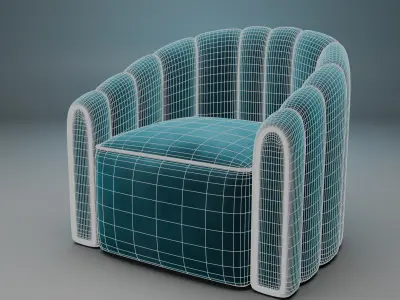 Channel Tufted Barrel Chair Free 3D model