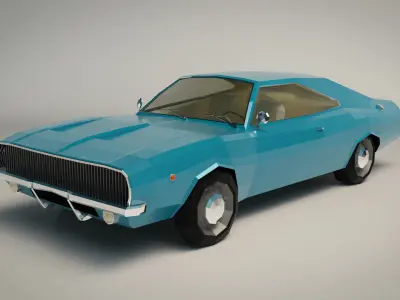 Low Poly Muscle Car 04 Low-poly 3D model