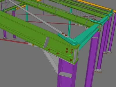 Steel Canopy Structure OBJ and IFC 3D Model 3D model