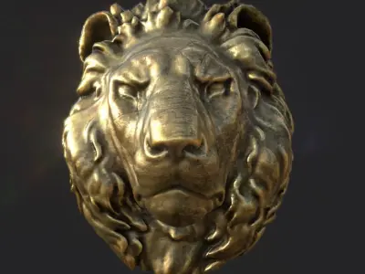 Lion Head Pendant 3d print model and gameready model Low-poly 3D model