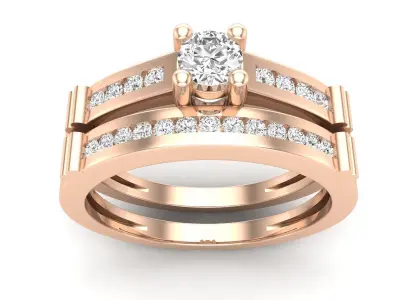 AV 635 Diamond Bridal Engagement Ring Set With Matching Band 3D print model