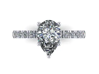 Pav Set Engagement Ring 3D print model