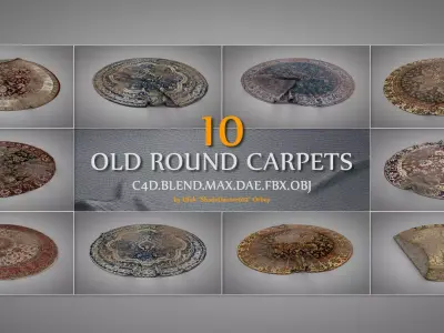 Old Round Carpets Low-poly 3D model