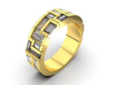 Baguette Diamond Anniversary Bands 3D print model