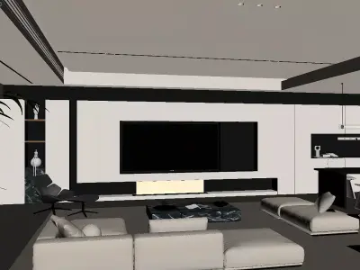 Modern Minimalist Living Room 3D model