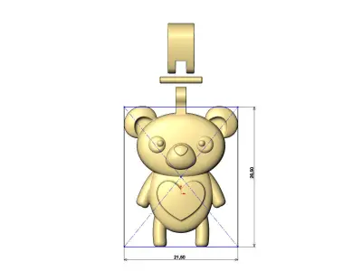 Cute panda bear pendant with bail 3D print model