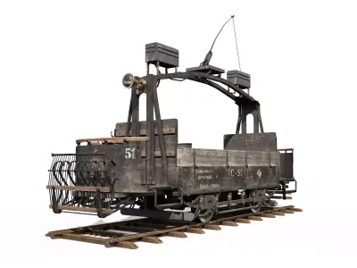Old Tram Repair Low-poly 3D model
