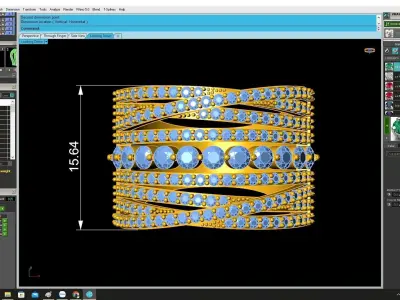 Wide Band Multi Row Gemstone Ring 3D Model 4396 3D print model