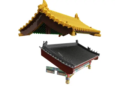 Chinese eaves Low-poly 3D model