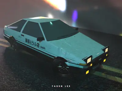 Toyota AE86 Trueno Low-poly 3D model