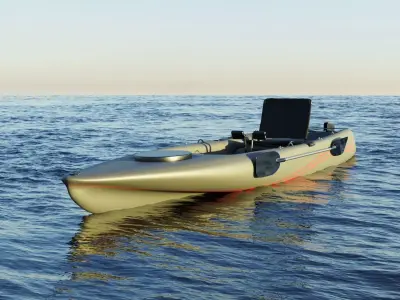 Kayak 3D model fishing boat Low-poly 3D model