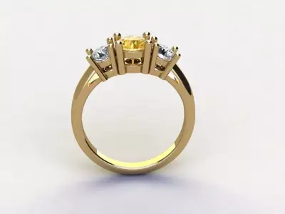 3 stone classic ring 3D print model
