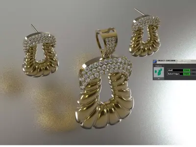 Diamond Accented Fluted Hoop Half Set js0025 3D print model