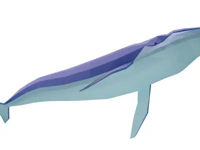 Cartoony Blue Whale Low-poly 3D model
