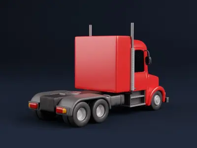 Stylized Cartoon  Rigged Semi Truck 3D model 3D model