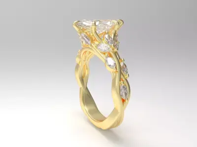 Ring R 224 Marquise Center Stone 3D print model