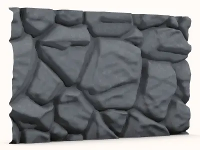 Heavy Stone Block Wall Detail 3D model