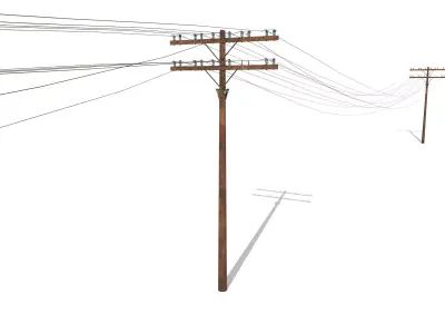Electricity Pole 33 Weathered Low-poly 3D model