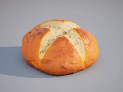 Bread bun Game ready 3K triangles 4K PBR textures Low-poly 3D model