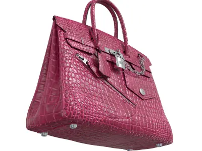 Hermes Birkin Rock Bag Pink Crocodile Low-poly 3D model
