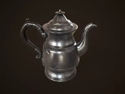 Vintage metal teapot Low-poly 3D model