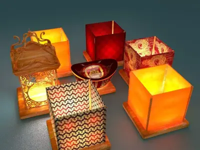 Chinese water lanterns 3D model