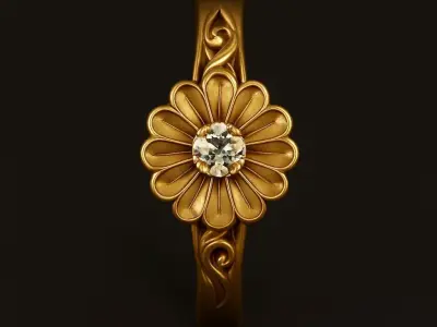 Golden Blossom Ring  3D Model  3D model