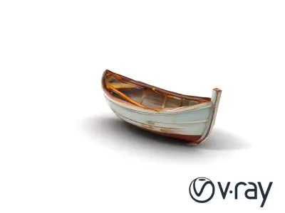 Rustic Rowboat with Oars model pack Low-poly 3D model