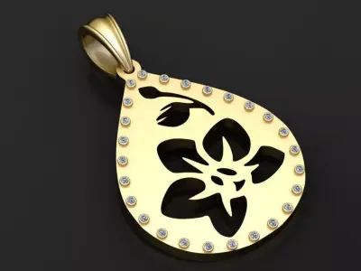 gold teardrop pendant  3D printable model  3D print model