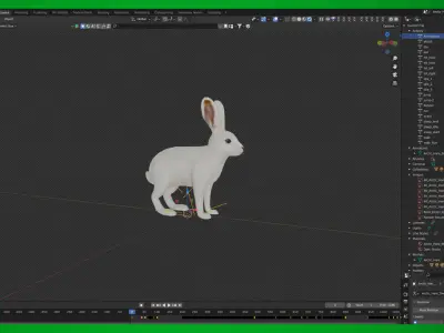 Arctic Hare Low-poly 3D model