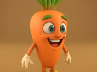 Cheerful Carrot 3D Print STL with 3 Interchangeable Bases 3D print model