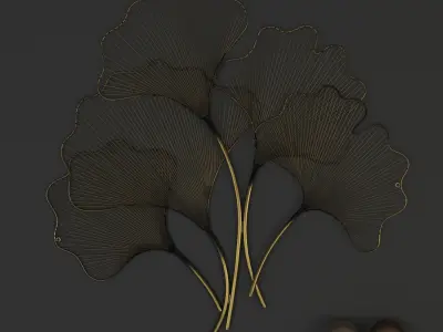 Gold Gingko wall decoration 3D model