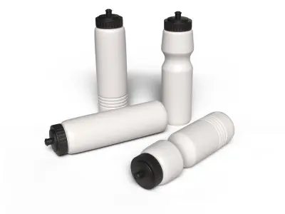 4 Sport Water Bottles 3D Model Low-poly 3D model