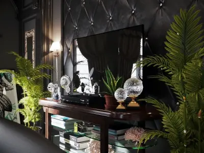 Black Neoclassic interior room 3D model