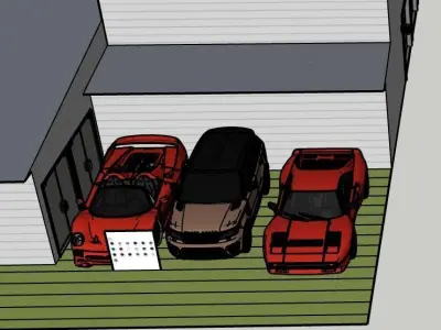 Modern home with cars 3D print model