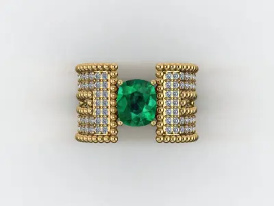 Exquisite Rectangular Emerald and Diamond  3D print model