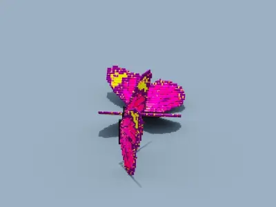 Voxel Butterfly Low-poly 3D model