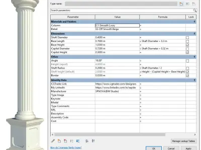 Classic Column Revit Family Pack 16 Models Parametric 3D model