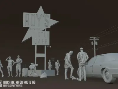 Hitchhiking On Route 66 3D model