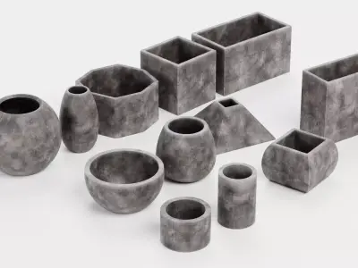 -Concrete Flower Pots- 3D model