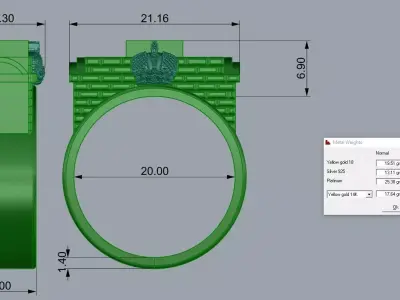 Elegant Mens Ring Jewelry Gold 3D print model purchase