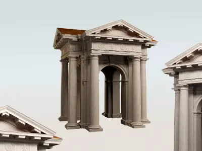 Arched portico in Doric mutulary column order gazebo 3D model
