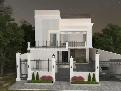 Modern-style house facade 3D model