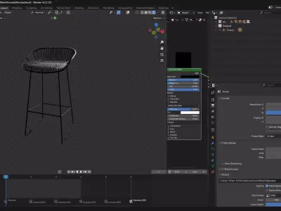 Metal Wire Counter Stool 3D model