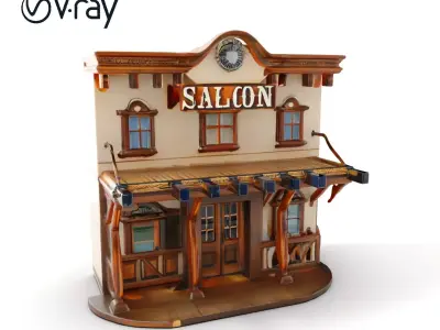Western Saloon Building Model Pack Low-poly 3D model